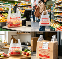 Sac de courses réutilisable en PE imprimé en gravure avec logo personnalisé de haute qualité, couleur et épaisseur personnalisables, sac de supermarché, sac de courses, sac en forme de T