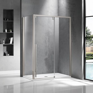 Kamalu KSA5000AS 70x120 porta doccia scorrevole con 70cm laterale fisso in acciaio spazzolato 6mm pieghevole telaio inossidabile - Product Image 1