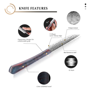 Grandsharp Premium <span class=keywords><strong>Coltelli</strong></span> <span class=keywords><strong>Da</strong></span> Bistecca Set Alto Tenore di Carbonio In Acciaio di Damasco Non Seghettato Coltello <span class=keywords><strong>Da</strong></span> Bistecca Set 4 Pcs Coltello <span class=keywords><strong>Da</strong></span> <span class=keywords><strong>Tavola</strong></span> per la Famiglia - Product Image 5
