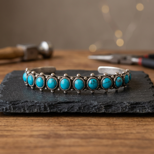 Turquoise Cuff <b>Bracelet</b> | Vintage Navajo Gemstone Bangle - Product Image 6