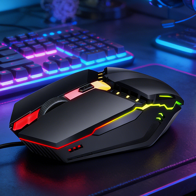 LED Backlit Wired Gaming Mouse Right-handed Optical 3-button Ergonomic for PC Laptops Gaming Offices 1600 DPI Ergonomic