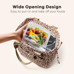 Sac à déjeuner isotherme pour femme, motif guépard mignon, boîte à déjeuner réutilisable, résistante aux taches, avec porte-bouteille d'eau pour adulte - Product Image 2