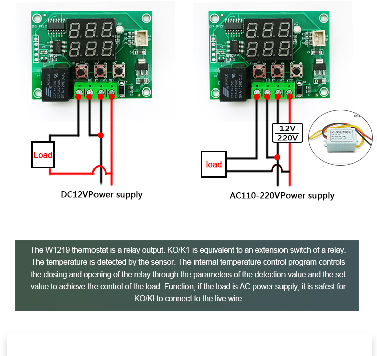XH-W1219 Dual Display Digital Thermostat High Precision Temperature Control Switch Control Accuracy 0.1(图4)