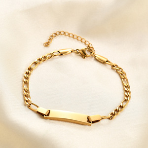 Pulsera de acero inoxidable para niños, cadena lisa de 5 mm, ajustable, 16 + 4 cm, regalo, joyería, diseño geométrico - Product Image 3