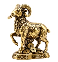 Statue de mouton doré en résine, Art déco, figurine de chèvre Feng Shui avec pièces de monnaie, décoration pour la richesse et la chance