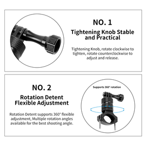Hot bán xe đạp xe máy tay lái núi 360 xoay Hợp kim nhôm Adapter với 1/4 "vít cho <span class=keywords><strong>GoPro</strong></span> 12/11/DJI hành động máy ảnh - Product Image 4