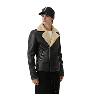 High Quality Real Suede Coat Genuine Black Pile Jacket Stylish Fleece Leather Jackets For Men