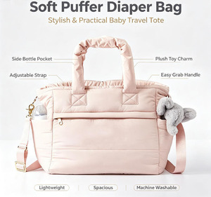 Bolsa de Pañales Multifuncional, Resistente al Agua, Portátil, con Cierre, Bolsa Grande de Nailon para Organizar Pañales de Bebé, con Logotipo Impreso, Bolsa de Mano para Mamá - Product Image 1