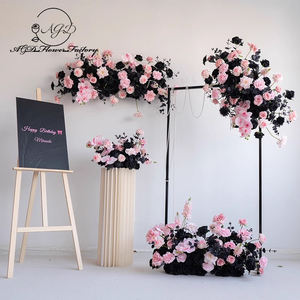 Customized Artificial Black and Pink Decoration <strong>Floral</strong> Wedding Decoration Holiday Event Ceremony Background Layout - Product Image 1