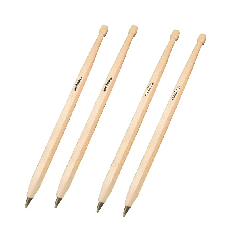 Custom wooden wood drum stick shaped ball pen with logo promotional