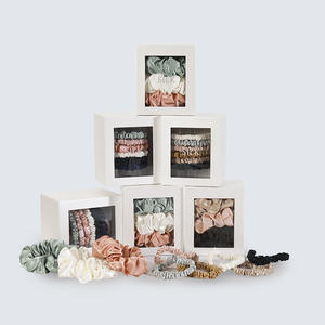 Vente en gros de chouchous moyens surdimensionnés en soie de 3.5cm 100% ensemble d'accessoires pour cheveux personnalisés en soie de mûrier rose <span class=keywords><strong>chouchou</strong></span> - Product Image 5