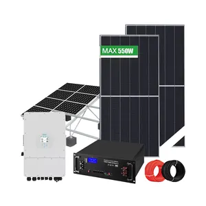 Deye Sistem Energi Surya, Paket Lengkap 3KW 5KW 10KW 20KW Hybrid Off Grid Sistem Tenaga Surya untuk Rumah dengan Baterai
