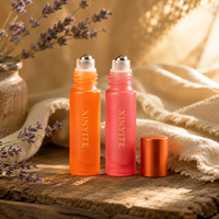 Flacon en verre dépoli de 5 ml et 10 ml avec bille métallique, coloré, pour parfum et huiles essentielles