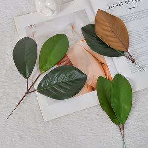 Feuilles de Magnolia Artificielles Laixing 30cm-190cm en PVC Souple pour Décoration de Mariage et d'Hôtel - Product Image 1