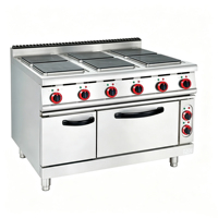 Cuisinière électrique commerciale à 6 brûleurs avec four encastrable en acier inoxydable pour hôtels, restaurants, traiteurs et cuisines professionnelles