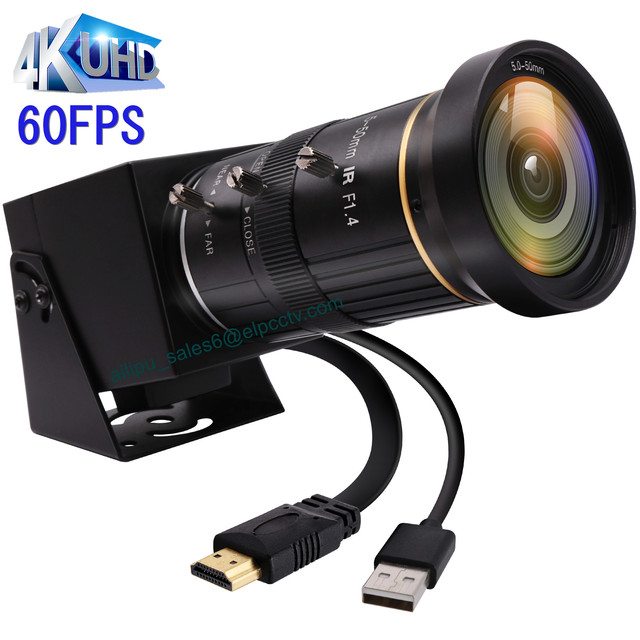 ELP High Speed H.264 4K 60FPS USB 3.0 Camera with HD MI 4K 60FPS Simultaneously Output Webcam for Live Streaming Online Teaching