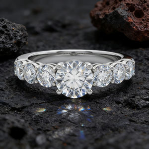 Anillo de Compromiso de Lujo con Diamante Cultivado en Laboratorio, Corte Brillante Redondo, Oro Blanco Sólido de 14K, Calidad VVS-VS, Certificado, para Hombre y Mujer - Product Image 4