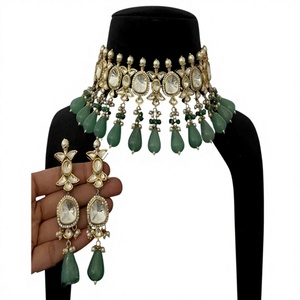 Elegante Conjunto de Collar Gargantilla de Moissanita Chapado en Oro de Latón de Calidad Premium con Pendientes, Colección para Bodas, para Mujer y Niña - Product Image 2