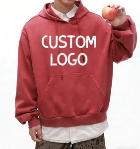 Creative Fashion 420g Highweight Cotton Polyester Bright <b>Red</b> <b>Hoodie</b> Hooded with Fur High Quality Pullover Washed Print <b>Hoodie</b> - Product Image 6