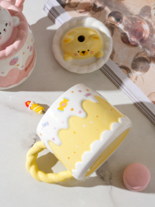 Business Gift Eco-Friendly Porcelain Coffee <b>Mug</b> with <b>Lid</b> Handgrip Candle Spoon-460ml Capacity - Product Image 4