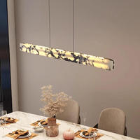 Lustre linéaire moderne de luxe en marbre, suspension minimaliste en alabâtre naturel pour salle à manger et bureau