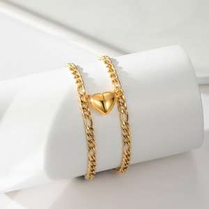 Nouveau Bracelet Magnétique en Alliage Ajustable Cœur <span class=keywords><strong>Couple</strong></span>, Tendance et <span class=keywords><strong>Original</strong></span>, Idéal <span class=keywords><strong>Cadeau</strong></span> Enfant - Product Image 1