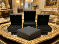 Boîte à bijoux de luxe noire avec LED, grande boîte à collier avec LED, boîte à ensemble de bijoux avec LED