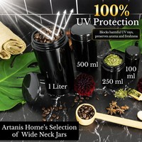 Frasco de Vidrio Negro con Protección UV y Sensor Digital, 250 ml, Tamaño Mini para Hierbas Medicinales