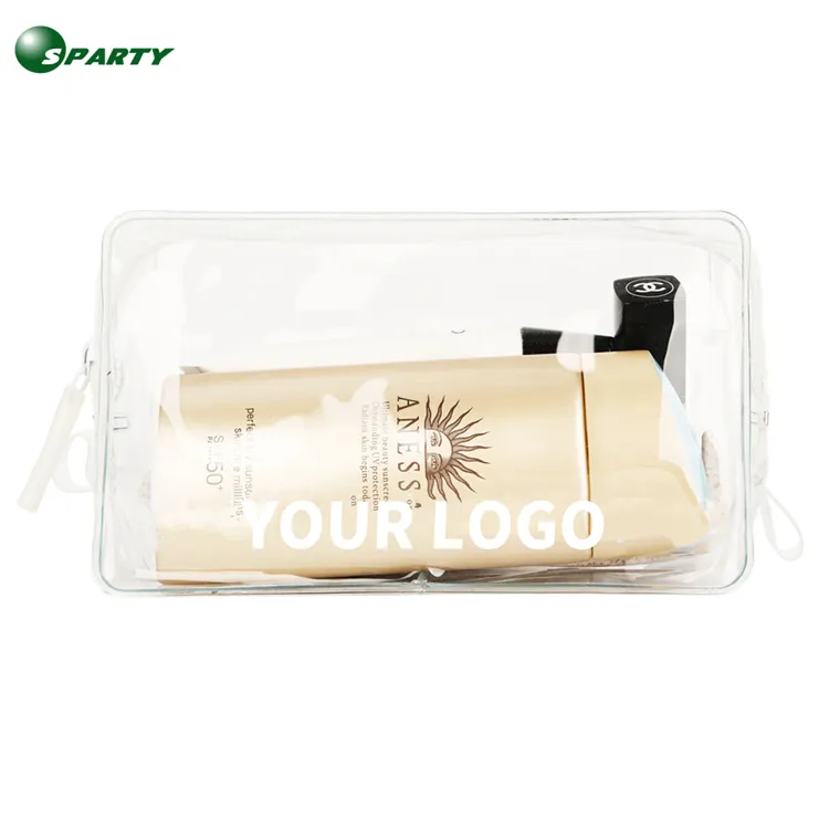 Borsa per il trucco di bellezza trasparente impermeabile multifunzionale da viaggio in PVC trasparente con Logo personalizzato