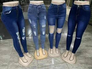 <span class=keywords><strong>Jeans</strong></span> Cargo a <span class=keywords><strong>Vita</strong></span> Alta Elasticizzati da <span class=keywords><strong>Donna</strong></span> con Buchi al Ginocchio, Stile Estivo, Vendita all'Ingrosso - Product Image 5