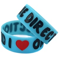Bracelet en silicone promotionnel Bracelet phosphorescent dans le noir I Love One Direction Response Sport Bracelet en caoutchouc de silicone