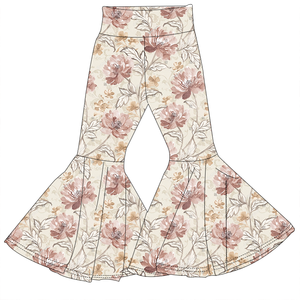 Nuovi <span class=keywords><strong>Pantaloni</strong></span> a Zampa d'Elefante a <span class=keywords><strong>Vita</strong></span> <span class=keywords><strong>Alta</strong></span> in Fibra di Bambù per Bambine, Stampa Floreale Vintage, Abbigliamento Quotidiano Alla Moda per Bambini, Motivo Personalizzabile - Product Image 4