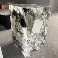 Italienischer Moderner Luxus-Couchtisch aus Weißem Eisjade-Grünem Marmor, Neues Design Basse Naturtische für Wohnzimmer, Polierte Hoteltische