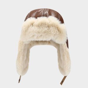 Leather Men Women Winter Trapper <b>Hat</b> Plush Thickened Warm Ear protection Custom Winter <b>Hats</b> - Product Image 3