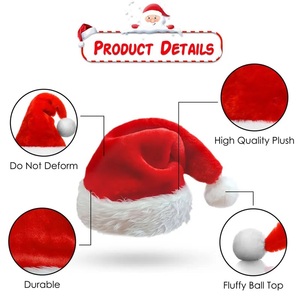 Noël Santa Hat Xmas Long Chapeau de <span class=keywords><strong>pompon</strong></span> rouge en peluche pour adultes et enfants - Product Image 2