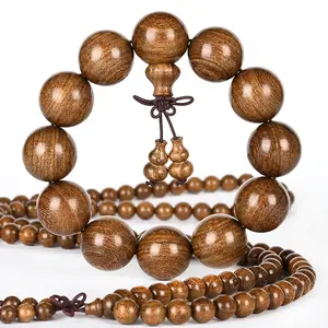 6Mm Sandal Coklat Alami Halus Kayu Doa Mala Beads untuk Kalung