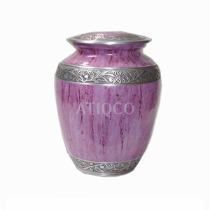 Top Selling Solid Aluminum Metal Cremation Funeral Urn Attractive Iron Brass & Copper <b>Jar</b> Smart Pink Color Iron Top for Adults - Product Image 1