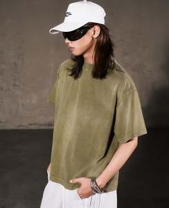 เสื้อยืดคอกลมผู้ชายผ้าคอตตอนหนาสำหรับฤดูร้อน เสื้อยืดคอกลมทรงบ็อกซี่ - Product Image 3