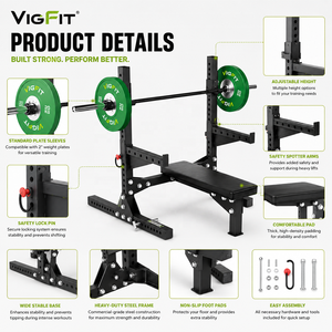 VIGFIT Stable Power Rack <strong>WeightLifting</strong> Strength Flat <strong>Bench</strong> Without Plate Fitness <strong>Bench</strong> - Product Image 3
