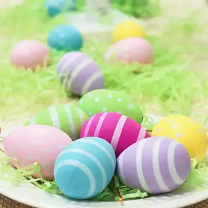 Xieli复活节装饰品彩色塑料彩蛋，带点条纹挂饰复活节派对优惠