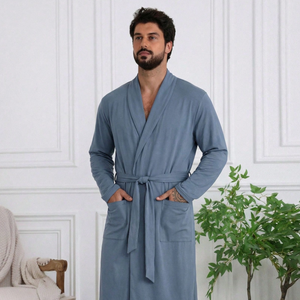 Peignoir Kimono Homme Personnalisé – Fabricant Marque Privée – Peignoir Doux ODM – Pyjama Homme en Gros – Ensemble - Product Image 1