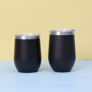 Gobelet à vin <span class=keywords><strong>isotherme</strong></span> en acier inoxydable à double paroi de 12 oz, sans pied, en forme d'œuf, avec couvercles - Product Image 5