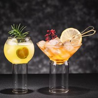 Copas de Vino de Borosilicato al por Mayor, Hechas a Mano, Diseño Moderno, 175 ml, Resistentes al Frío, de Pared Simple, Libres de BPA, para Cócteles
