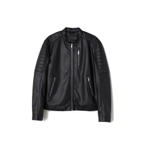 Veste en cuir noir à fermeture éclair personnalisée de haute qualité pour l'hiver, vêtements en gros, veste de motard à manches longues pour hommes - Product Image 4