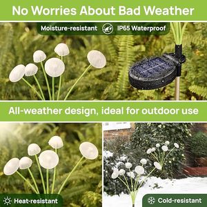 Lampes solaires de jardin en forme de champignon, étanches IP65, guirlandes lumineuses d'extérieur, lampes solaires en forme de méduse pour cour, patio, allée - Product Image 4