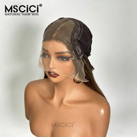 Perruque Lace Front HD Transparente 13x6 Cheveux Vierges Brésiliens Ondulés Châtain Champignon avec Mèches Glueless Marque MSCICI