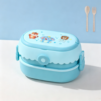 Nouvelle boîte à lunch pour micro-ondes, pour les travailleurs de bureau, en plastique alimentaire scellé, boîte à lunch double couche à motif de dessin animé