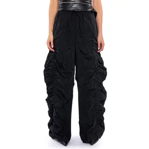 6 Pocket Cargo Pants Women's Clothing Loose Oversize Blank Clothing Drawstring <strong>Cord</strong> Pants Ruched Women High Waist - Product Image 1