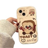Coque de téléphone Fun Toast pour iPhone 15 Pro Max, mignonne, antichute, protection intégrale, style dessin animé, en TPU, compatible XS/XR/7/8/11/12/13/14/15