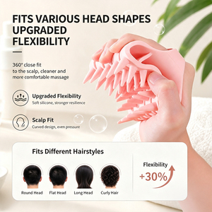 Brosse à cheveux en silicone à manche creux pour le lavage des cheveux. Peigne de massage en silicone à double usage, pour utilisation sèche et humide. Brosse à cheveux pour le soin du cuir chevelu. - Product Image 3